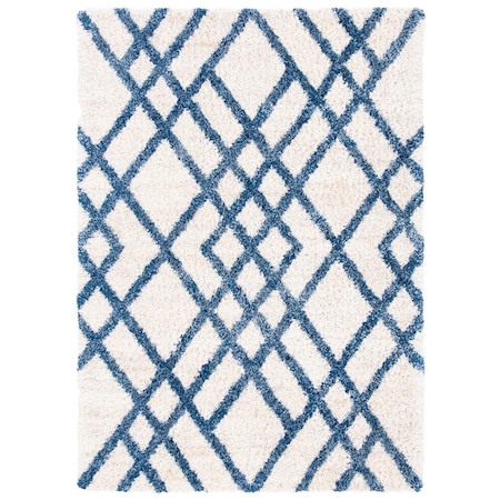 Safavieh Berber Shag 200 Power Loomed Rectangle Area Rug; Ivory & Blue - 9 x 12 ft. BER214B-9